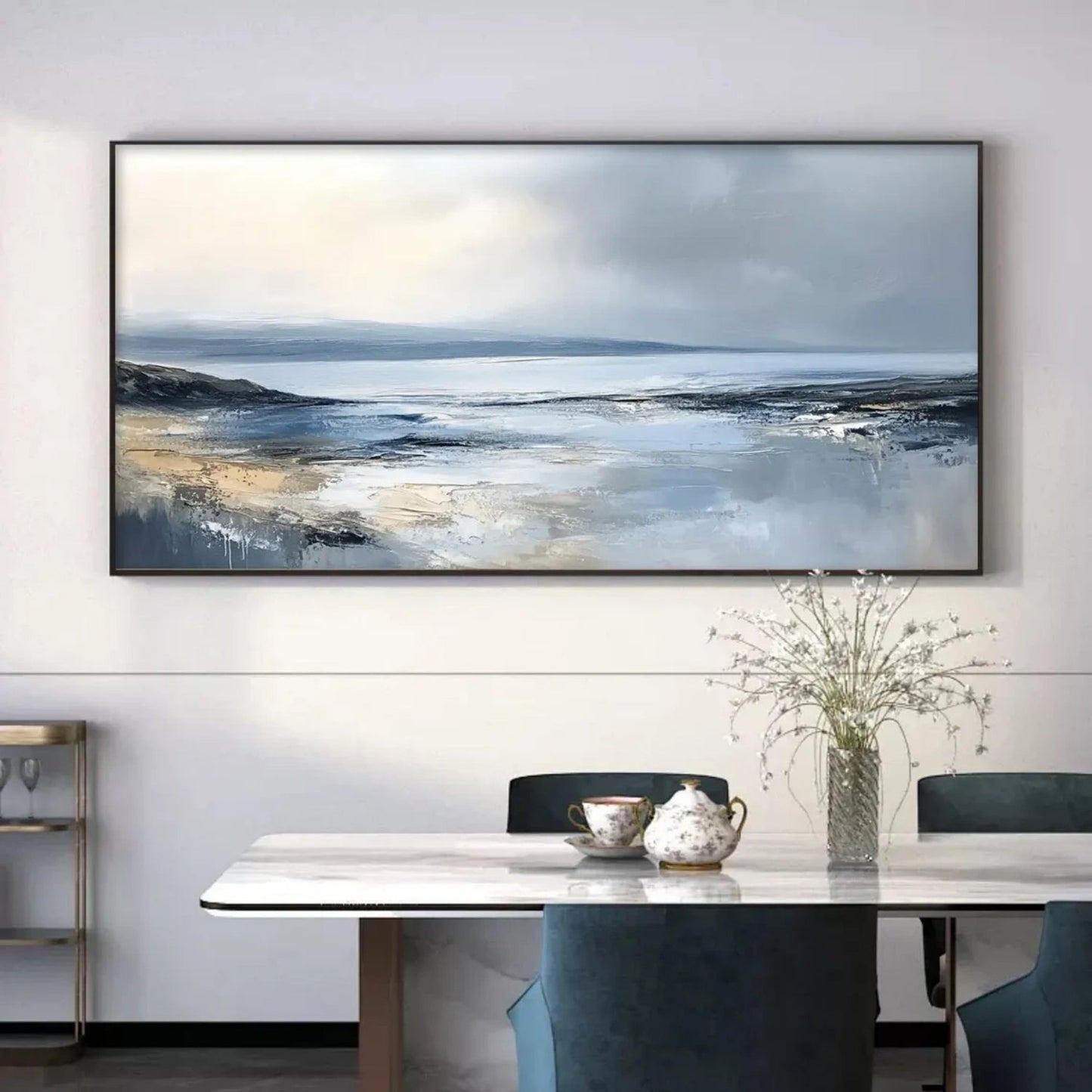 Calm Horizon Blue Seascape Painting