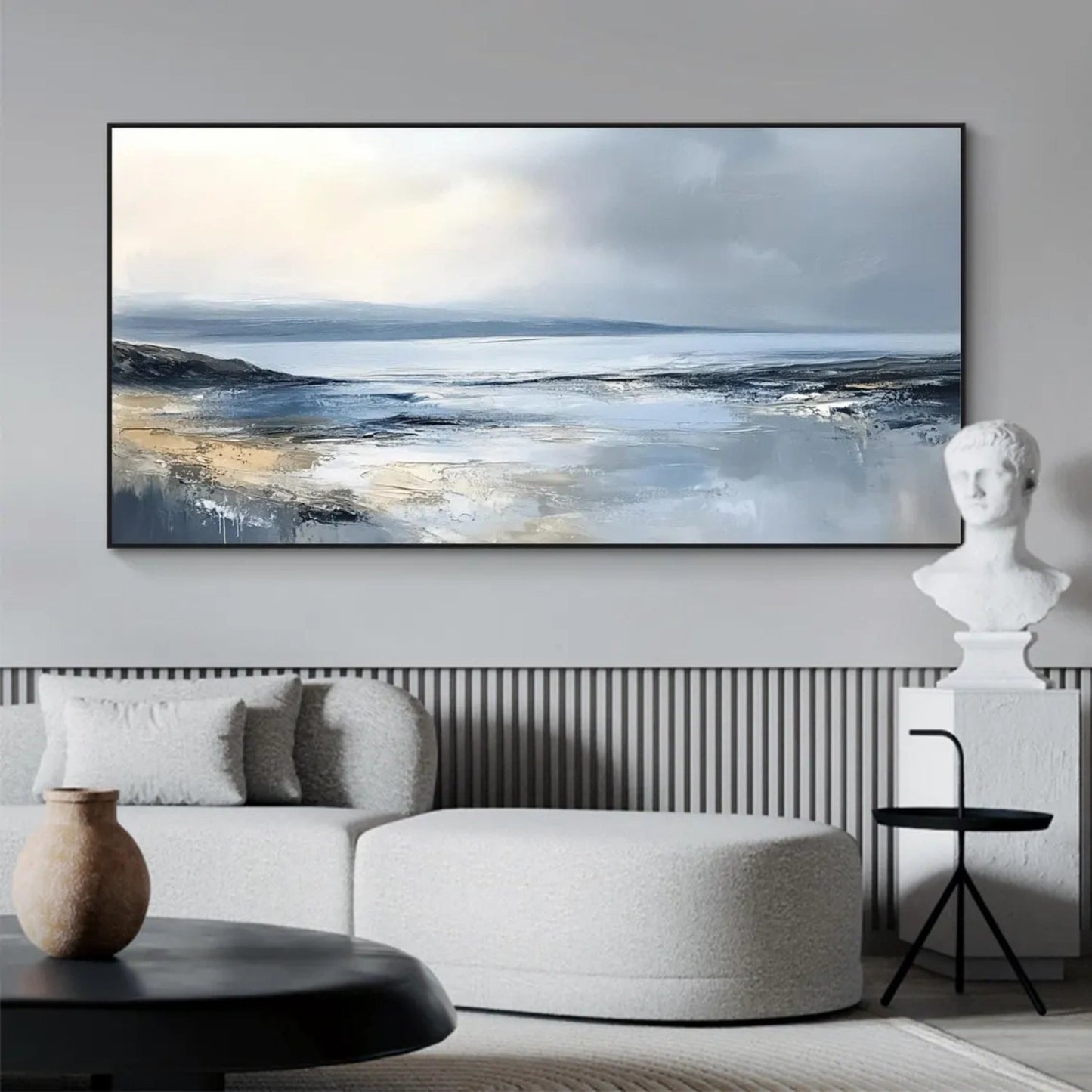 Calm Horizon Blue Seascape Painting