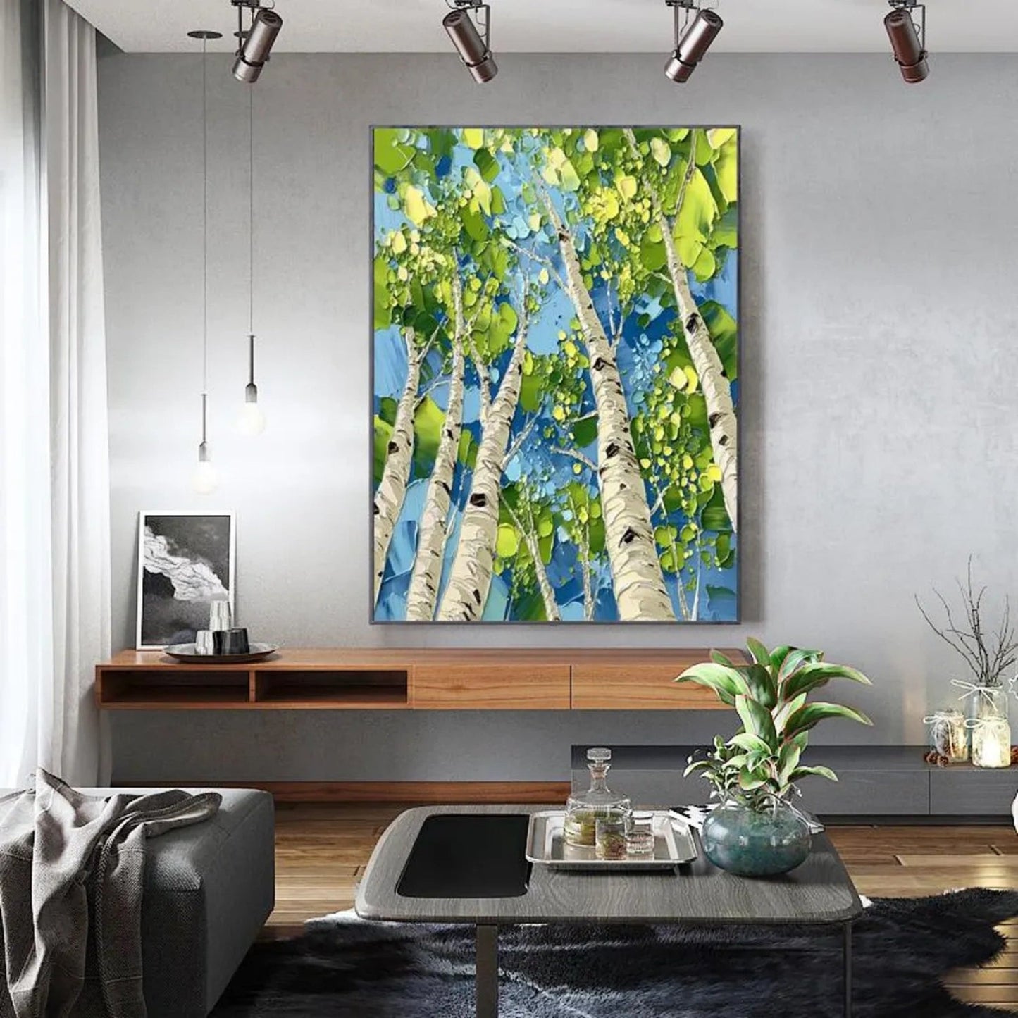 Skyward Birch Grove Abstract Painting