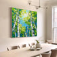 Emerald Sky Birch Forest Abstract Painting