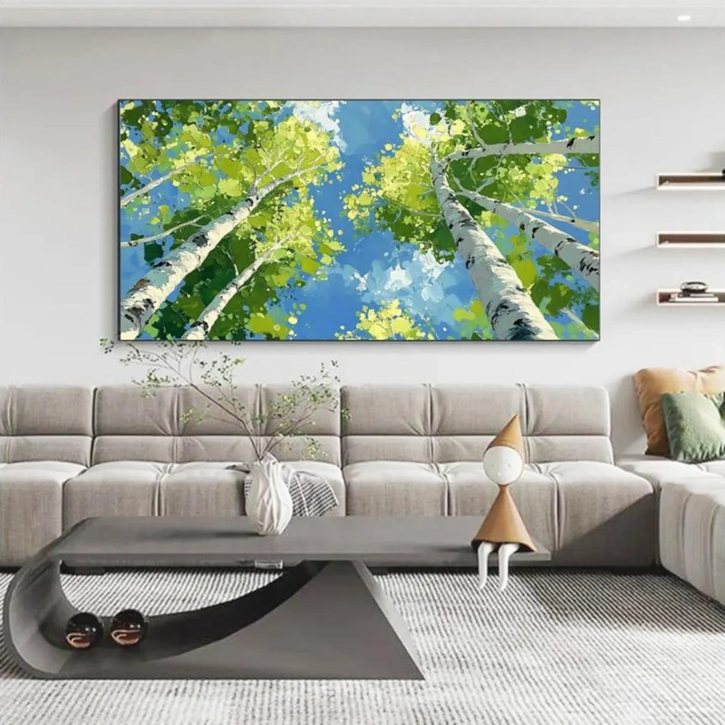 Looking Up Spring Birch Forest Abstract Painting