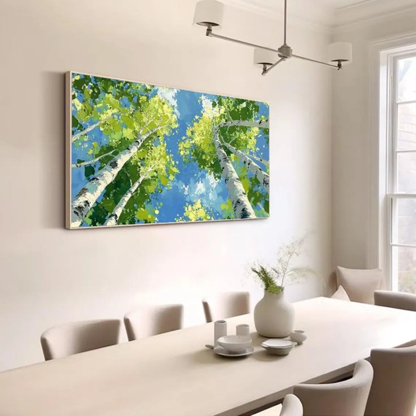 Skyward Birch Canopy Landscape Painting