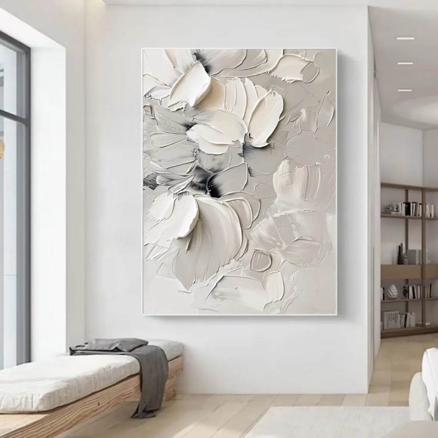 Ivory Whisper Floral Abstract Painting