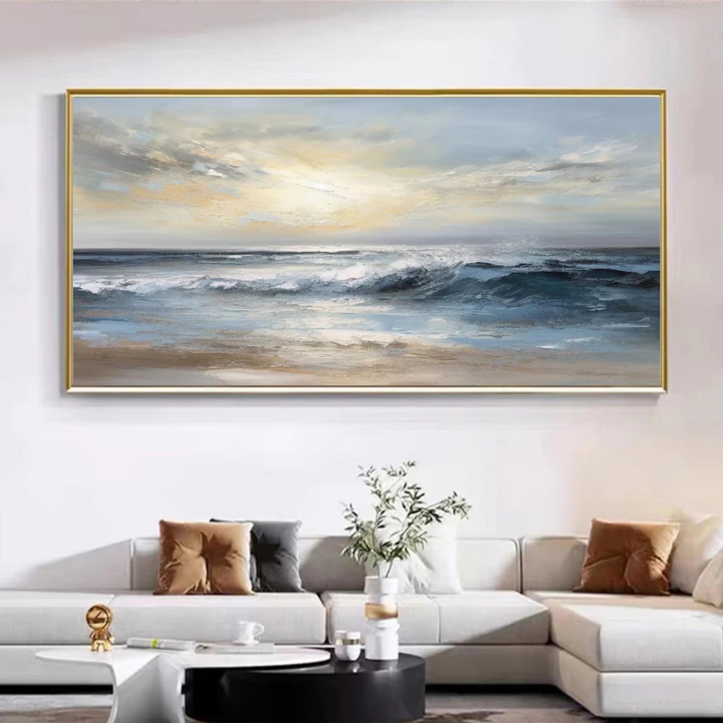 Calm Horizon Blue Seascape Painting
