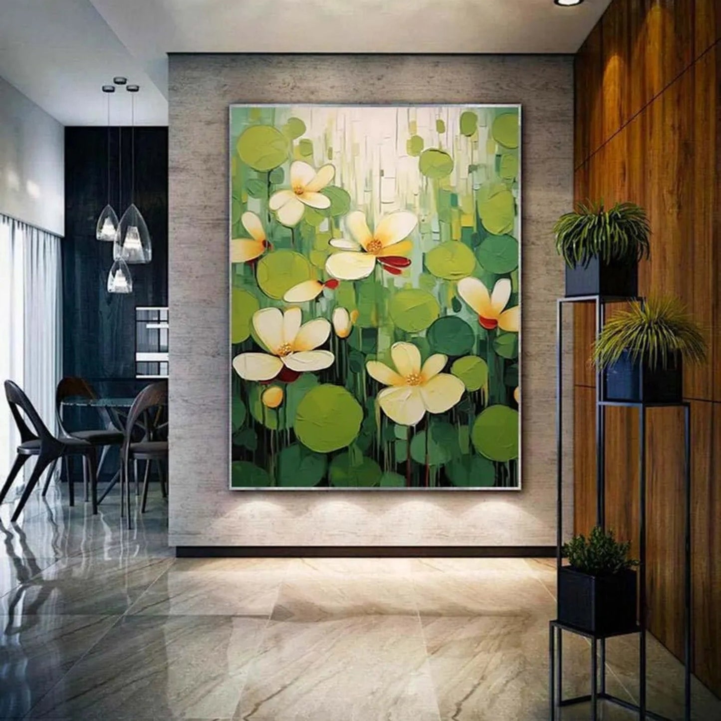 Verdant Whisper Floral Abstract Painting