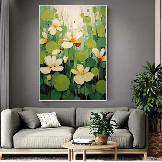 Verdant Whisper Floral Abstract Painting