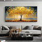 Golden Stillness Tree Abstract Painting