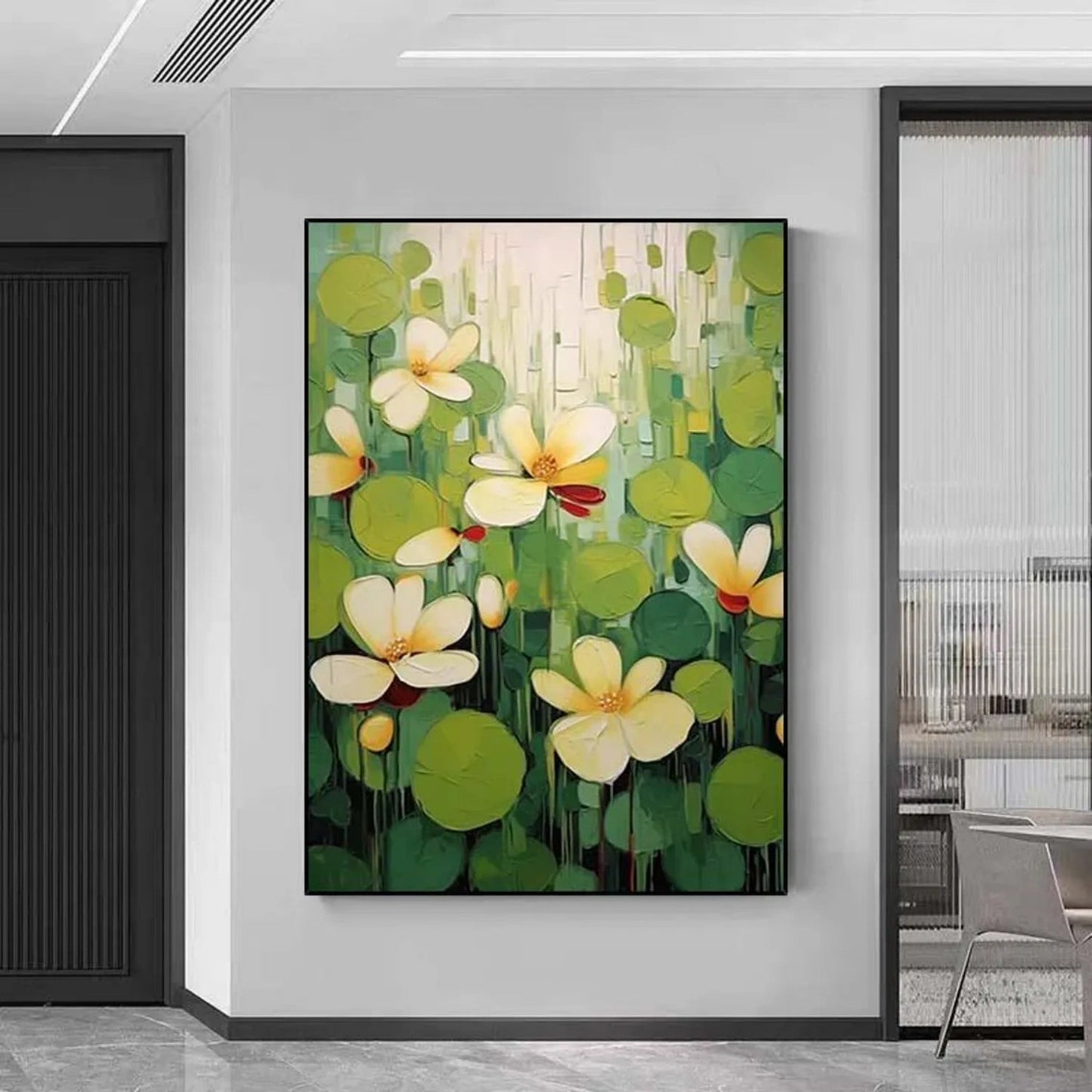Verdant Whisper Floral Abstract Painting