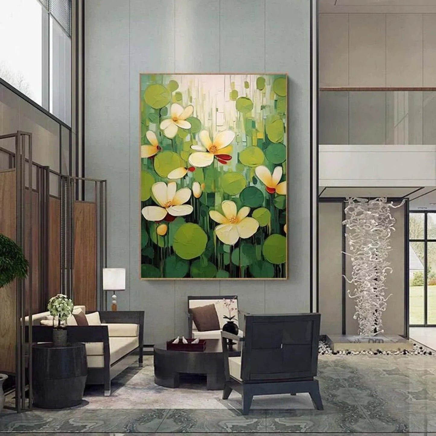 Verdant Whisper Floral Abstract Painting
