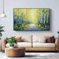 Golden Birch Path Landscape Painting