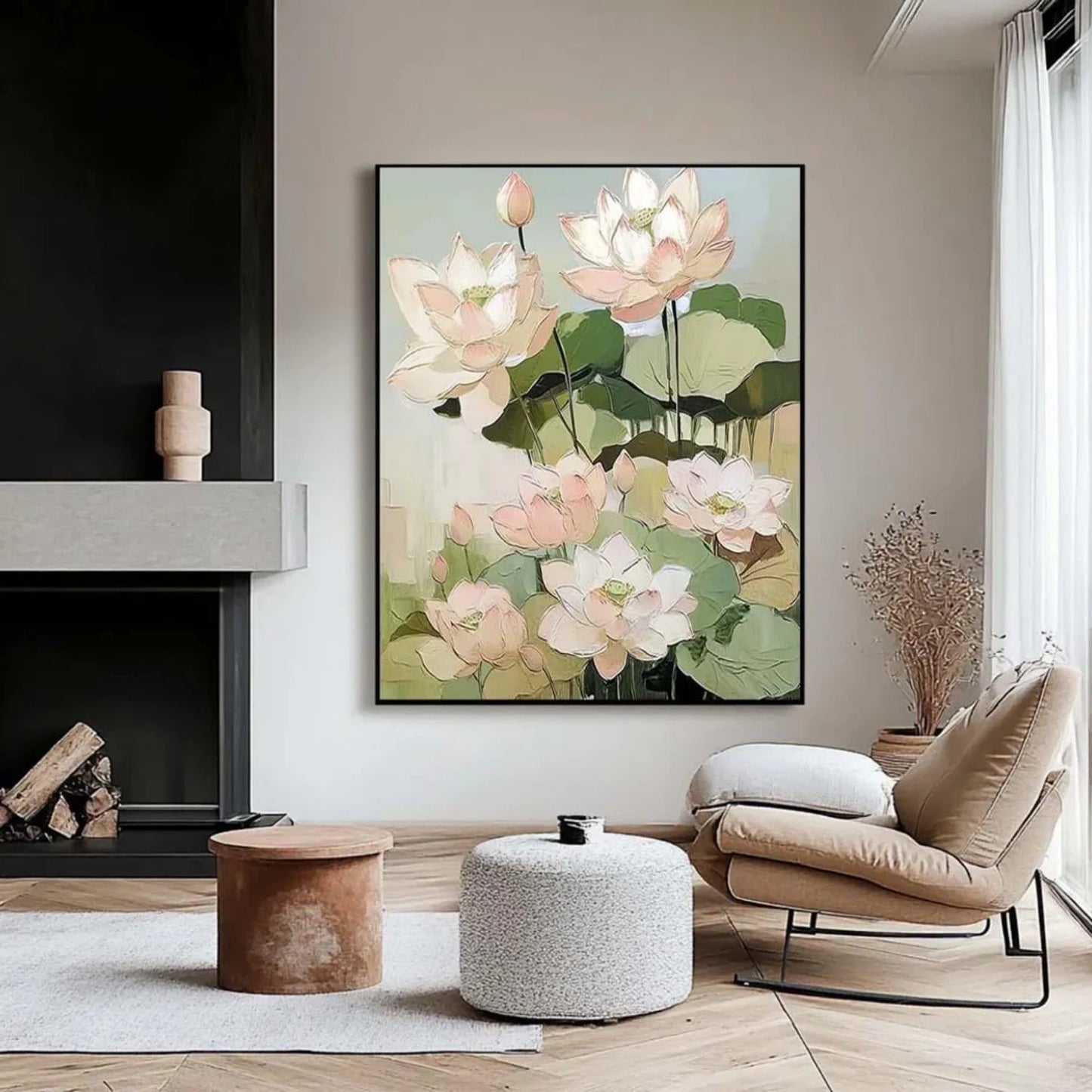 Serene Lotus Bloom Abstract Painting