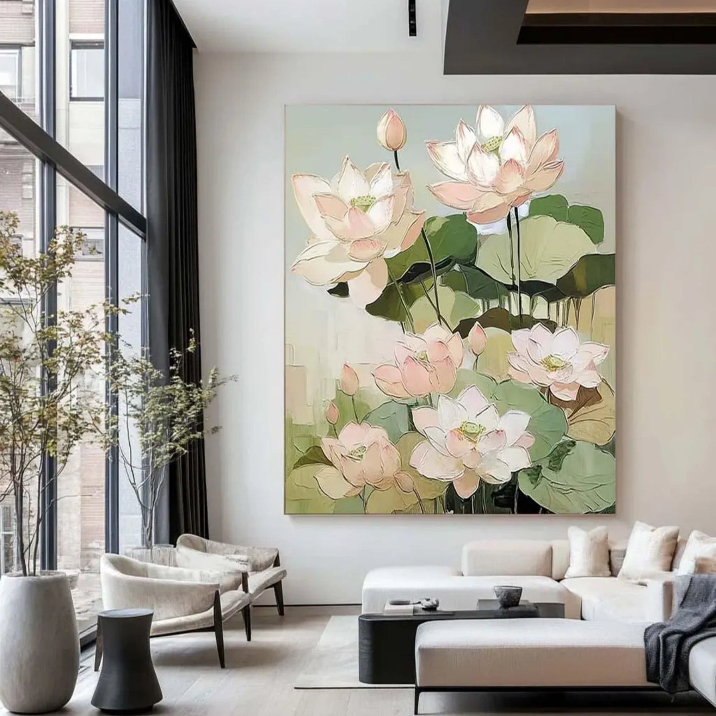 Serene Lotus Bloom Abstract Painting