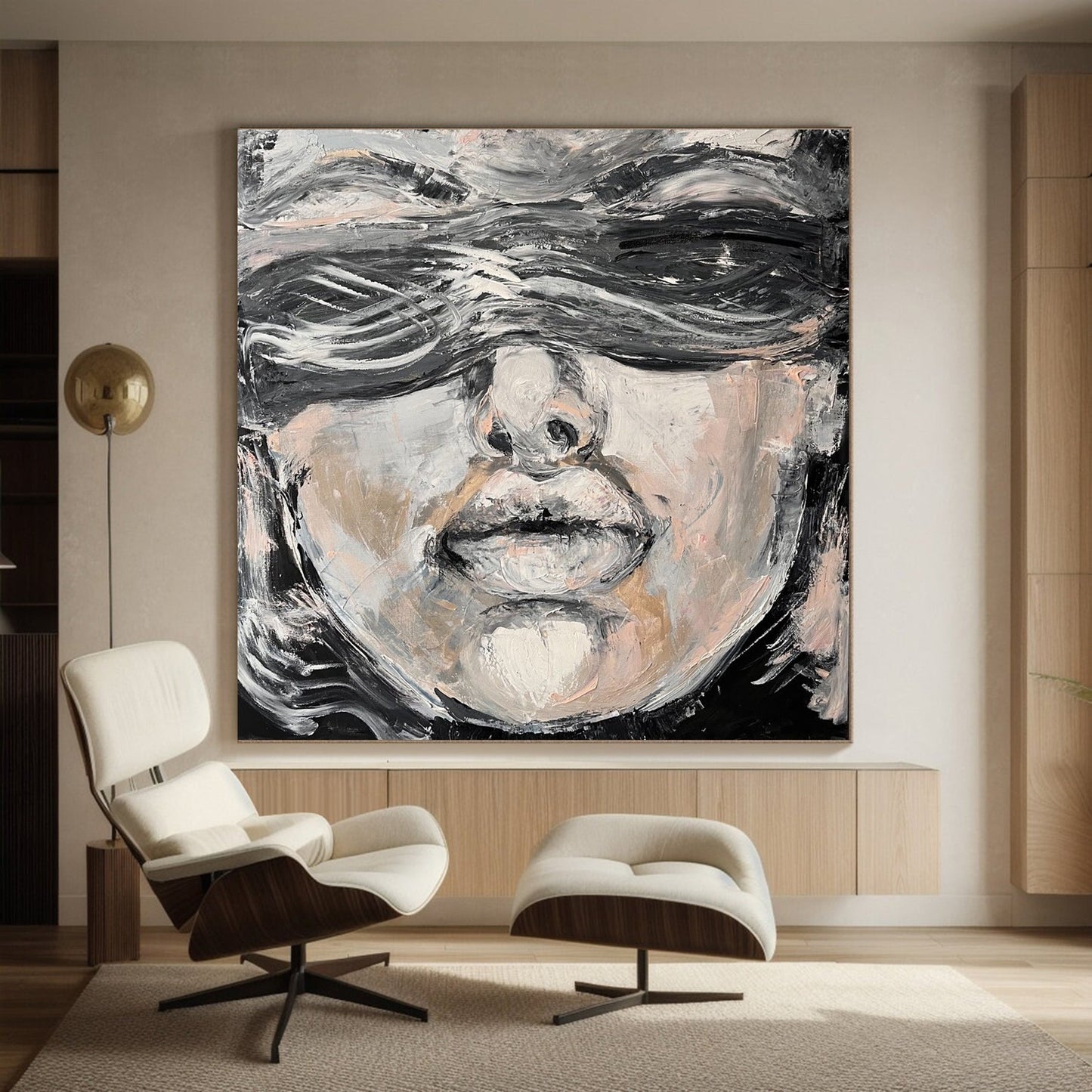 Midnight Whisper Monochrome Portrait Painting