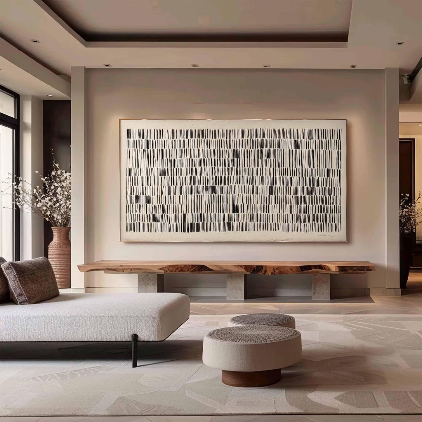 Black & White Geometric Abstract Painting