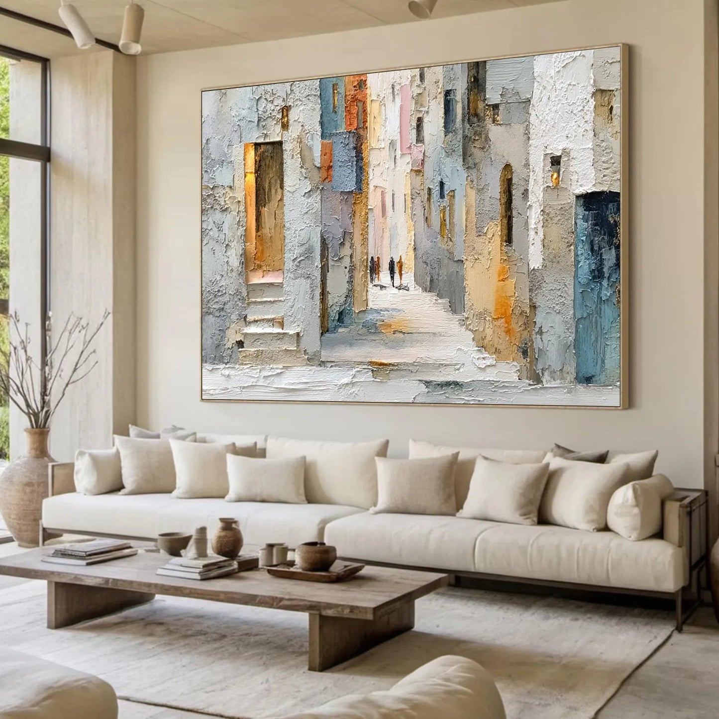 Textured Mediterranean Cityscape Painting