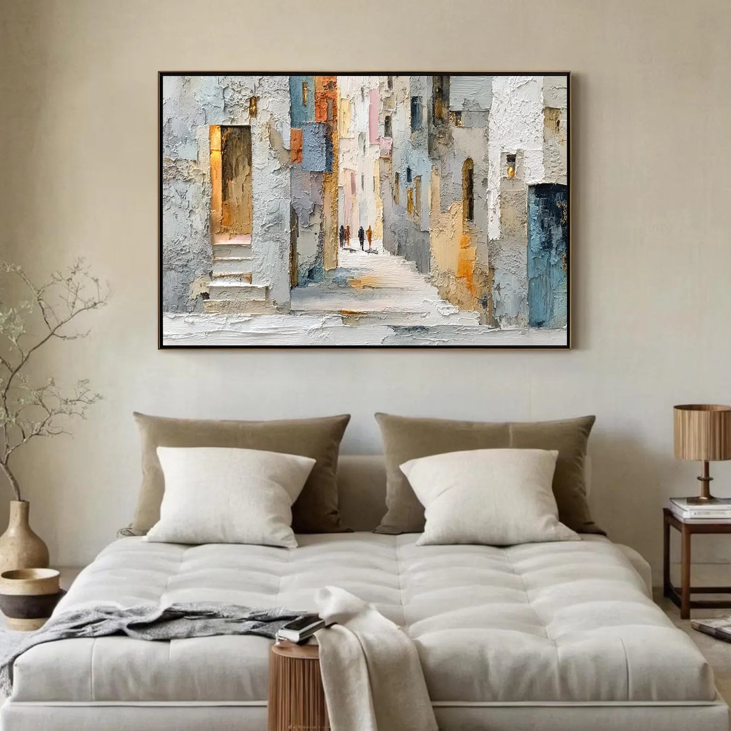 Textured Mediterranean Cityscape Painting