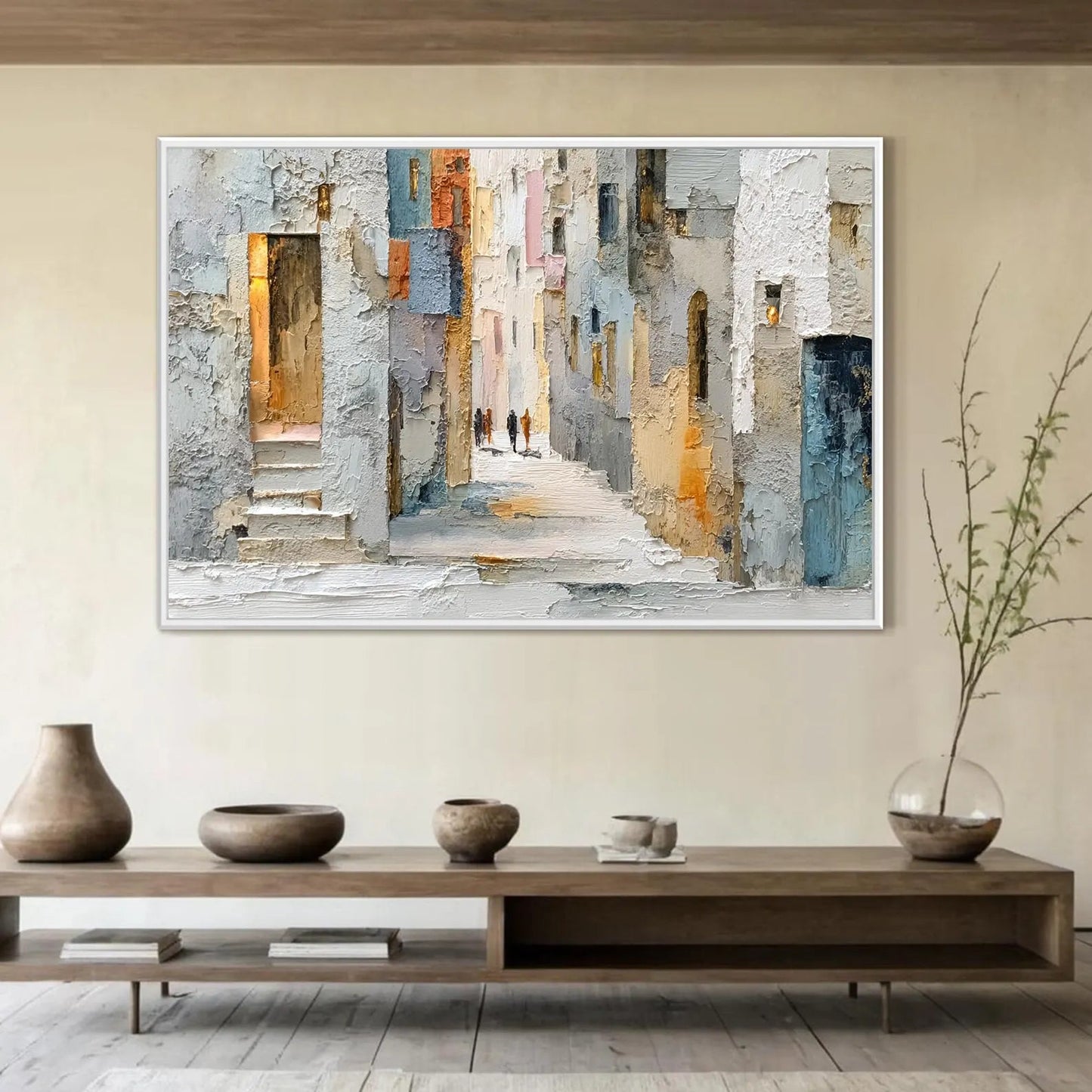 Textured Mediterranean Cityscape Painting