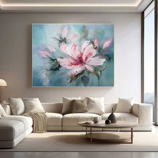 Azure Petal Blush Abstract Painting