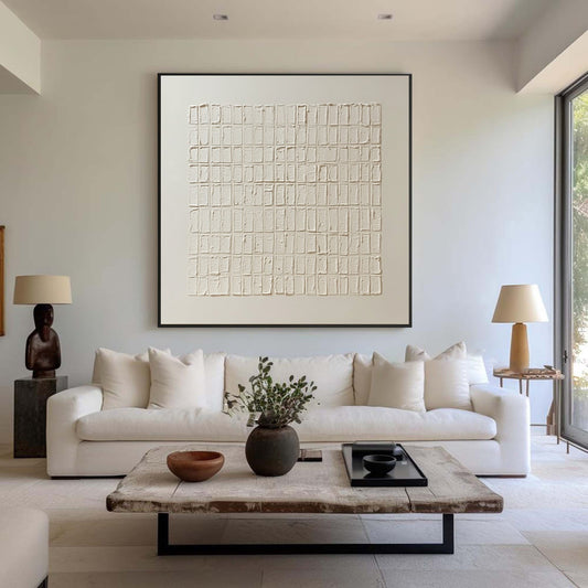 Silent Rhythm Grid Textured Painting