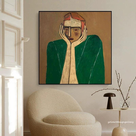 Quiet Resolve Emerald Figurative Painting