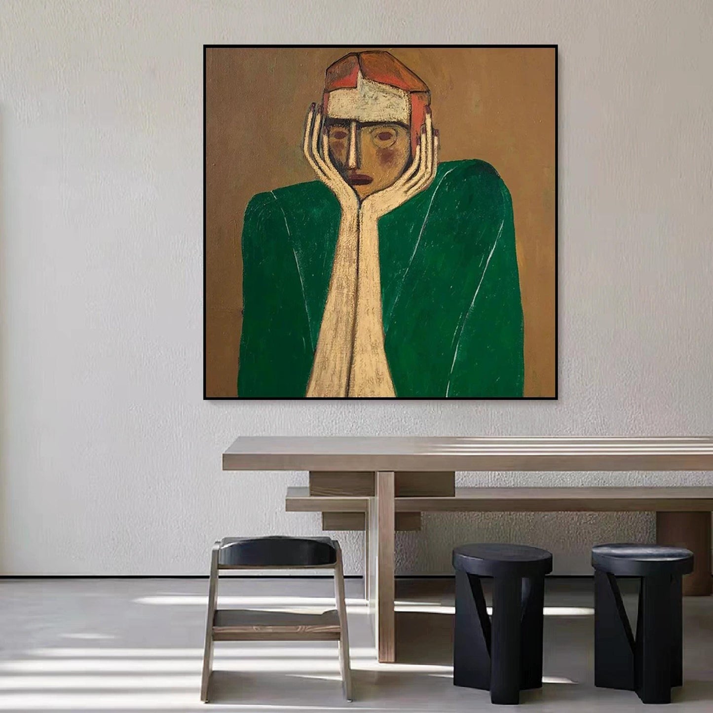 Quiet Resolve Emerald Figurative Painting