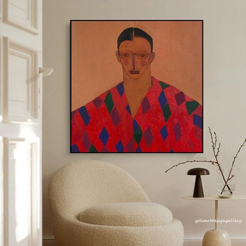 Harlequin Gaze Modern Portrait Painting