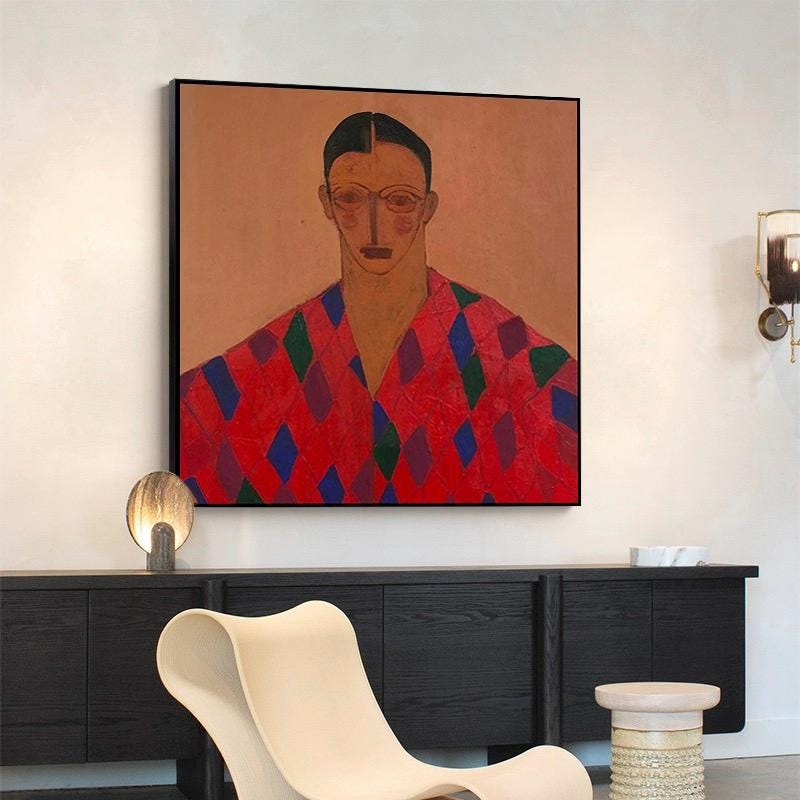 Harlequin Gaze Modern Portrait Painting