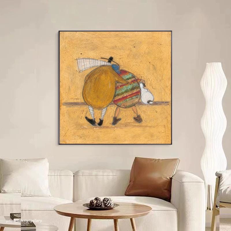Whimsical Friends Walking Abstract Painting