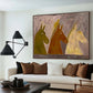 Trio Earth-Tone Horses Abstract Painting