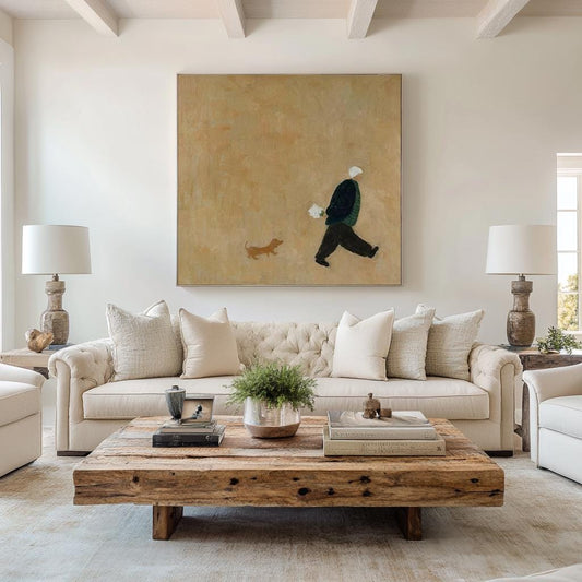 Quiet Stroll With Puppy Minimalist Painting