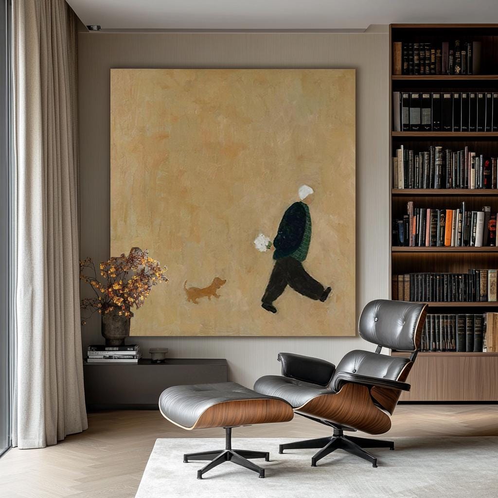 Quiet Stroll With Puppy Minimalist Painting