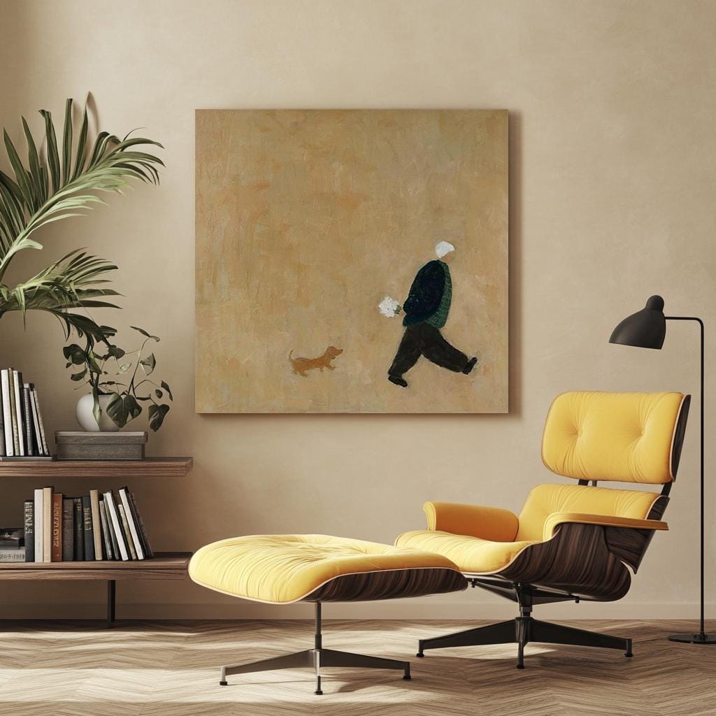 Quiet Stroll With Puppy Minimalist Painting