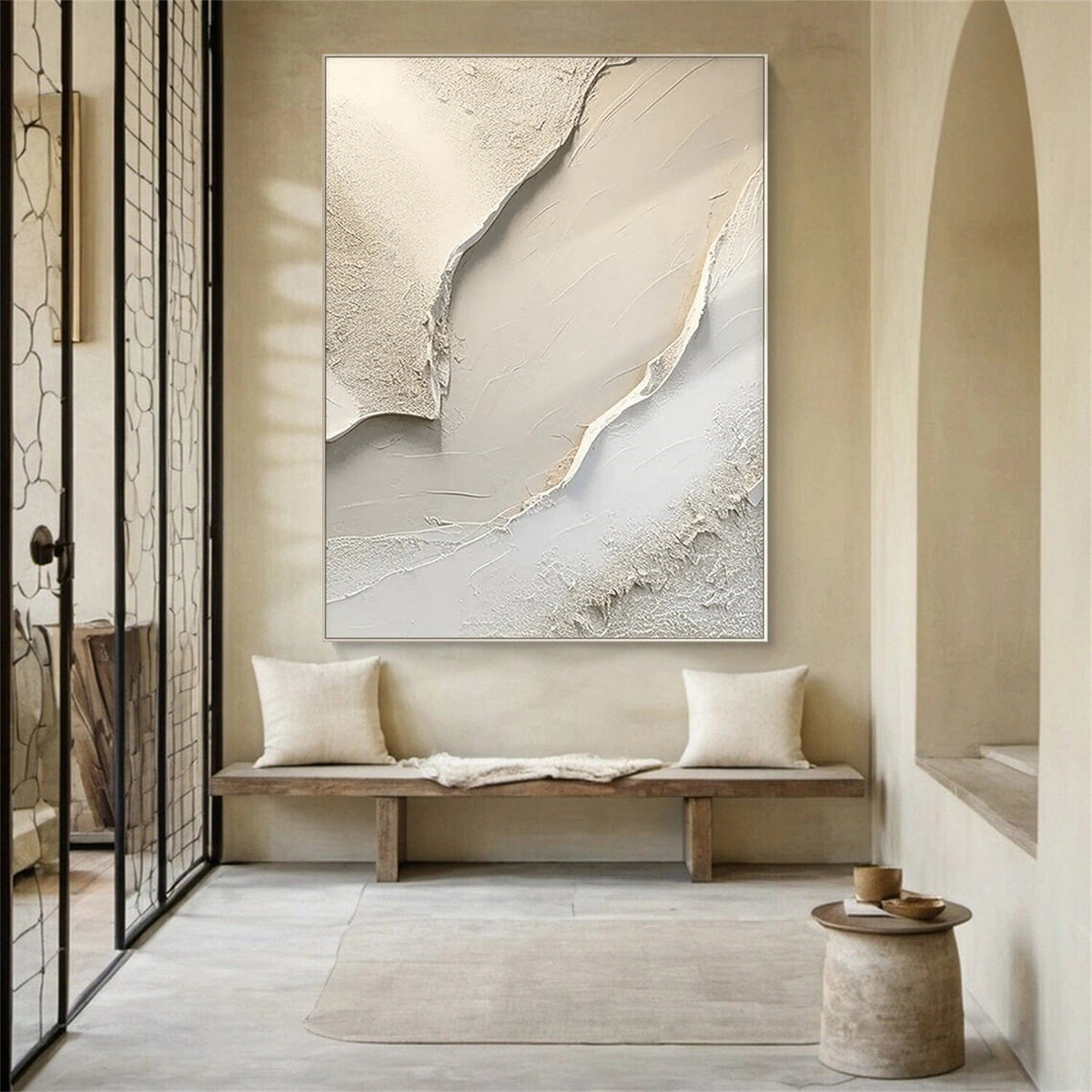 Serene Layers Beige Textured Painting