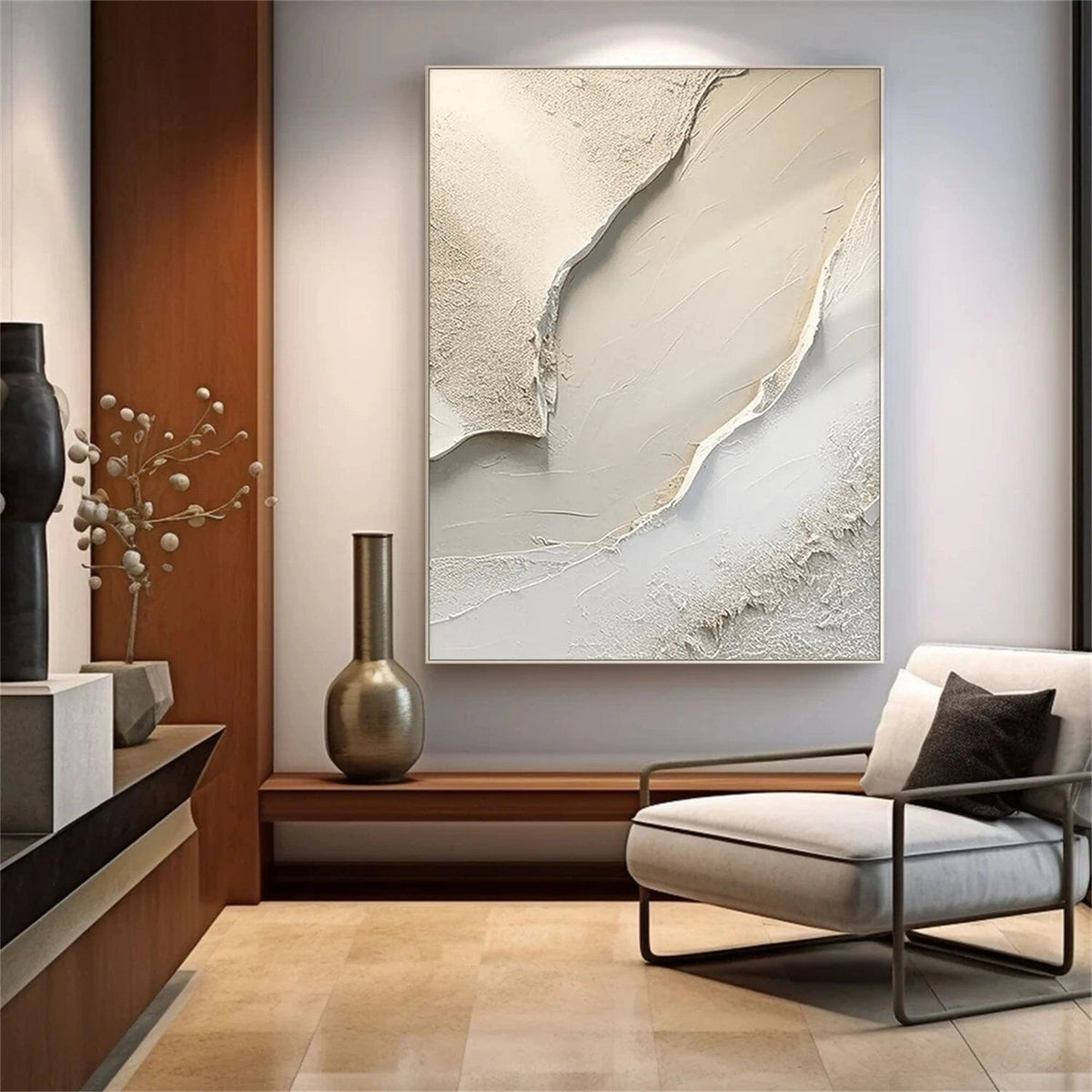 Serene Layers Beige Textured Painting