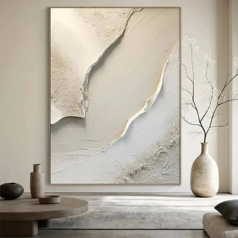 Serene Layers Beige Textured Painting