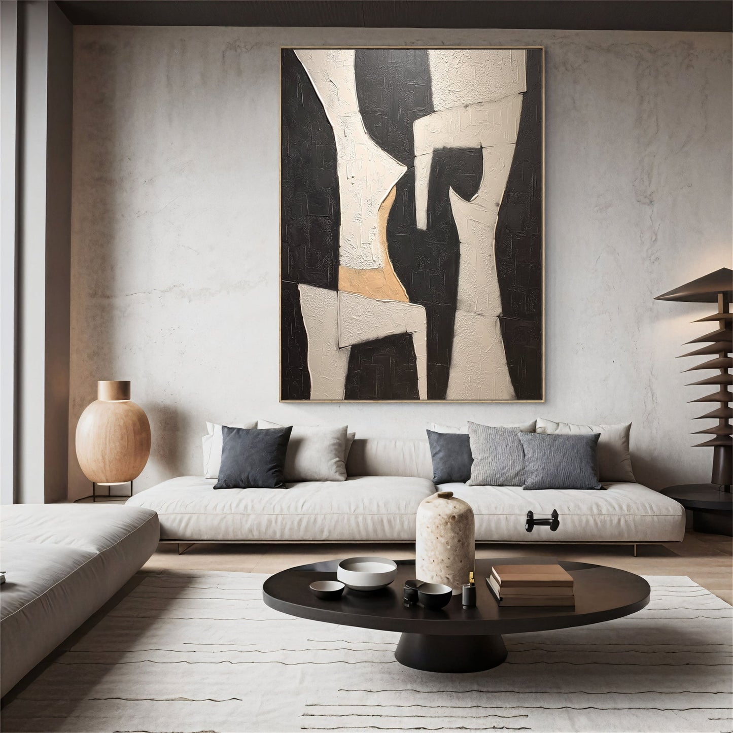 Black & White Modern Abstract Painting