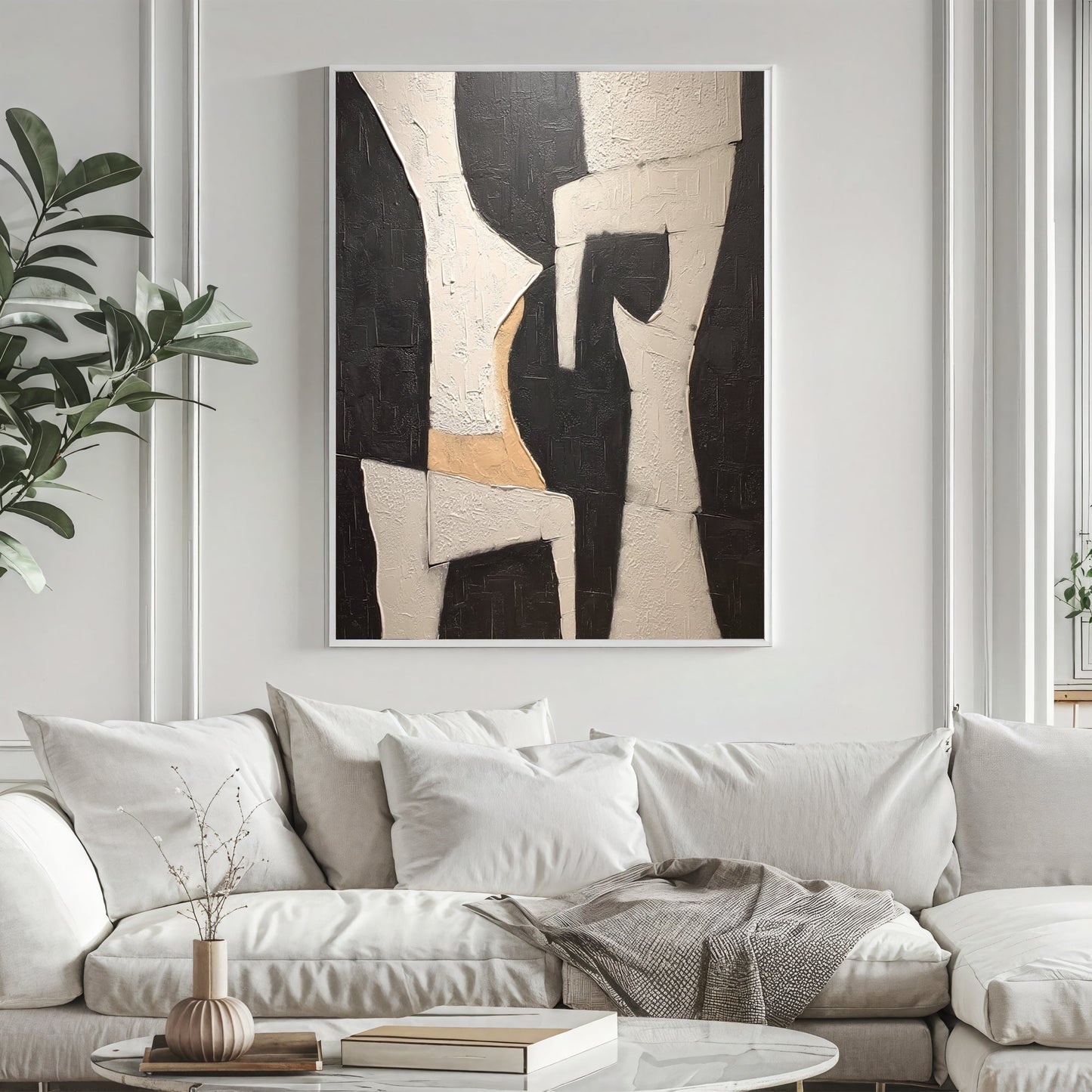 Black & White Modern Abstract Painting