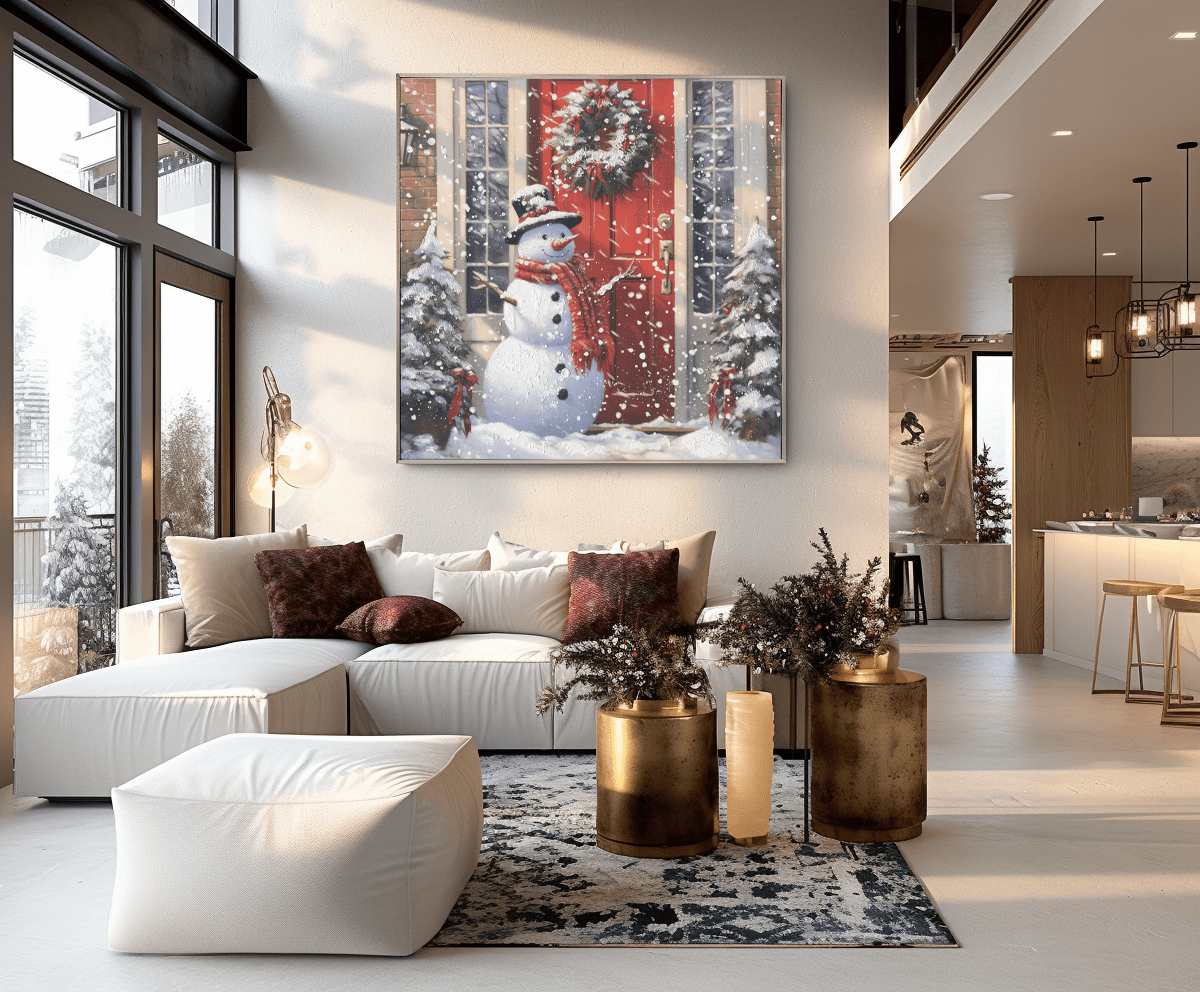 Snowman Welcome – Red Door Christmas Painting