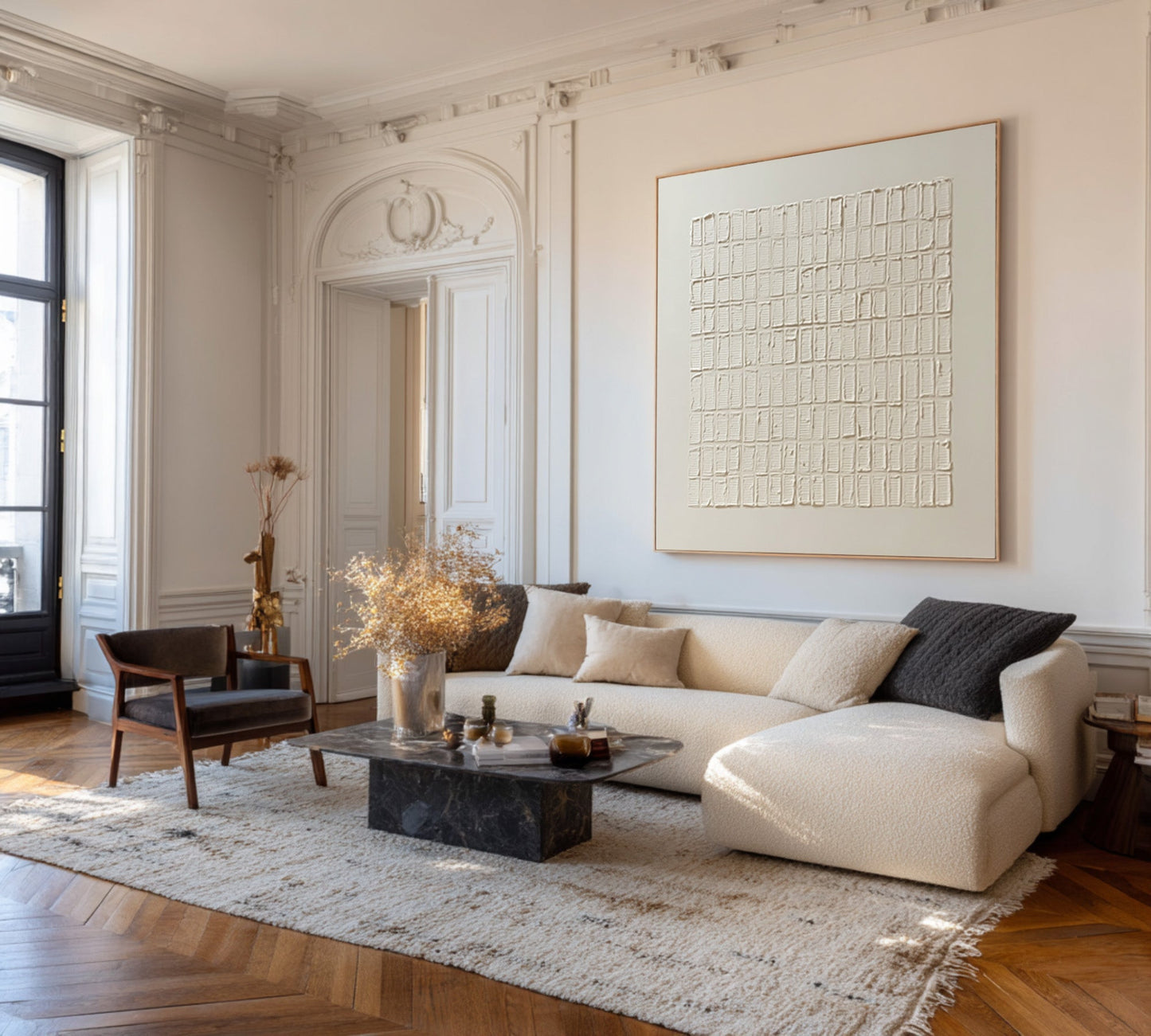 Silent Rhythm Grid Textured Painting