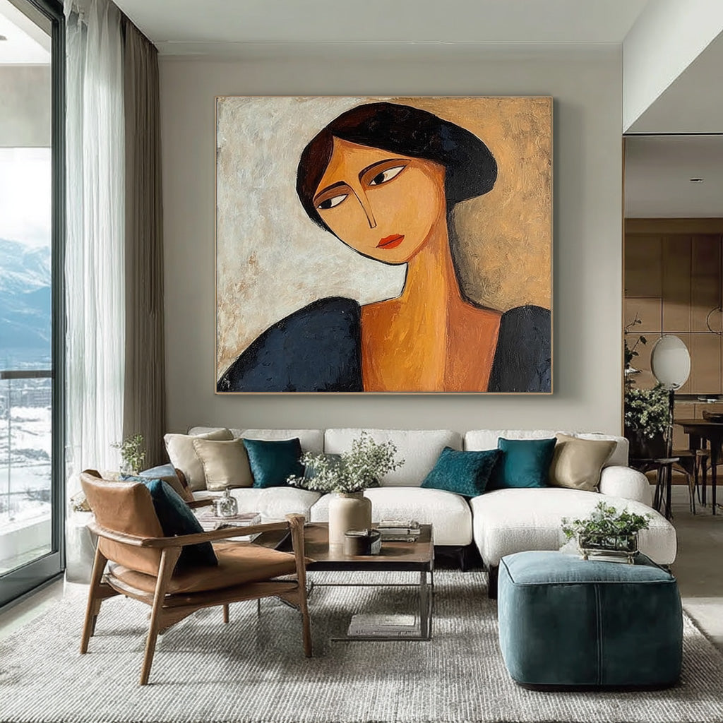 Velvet Gaze Modern Portrait Painting