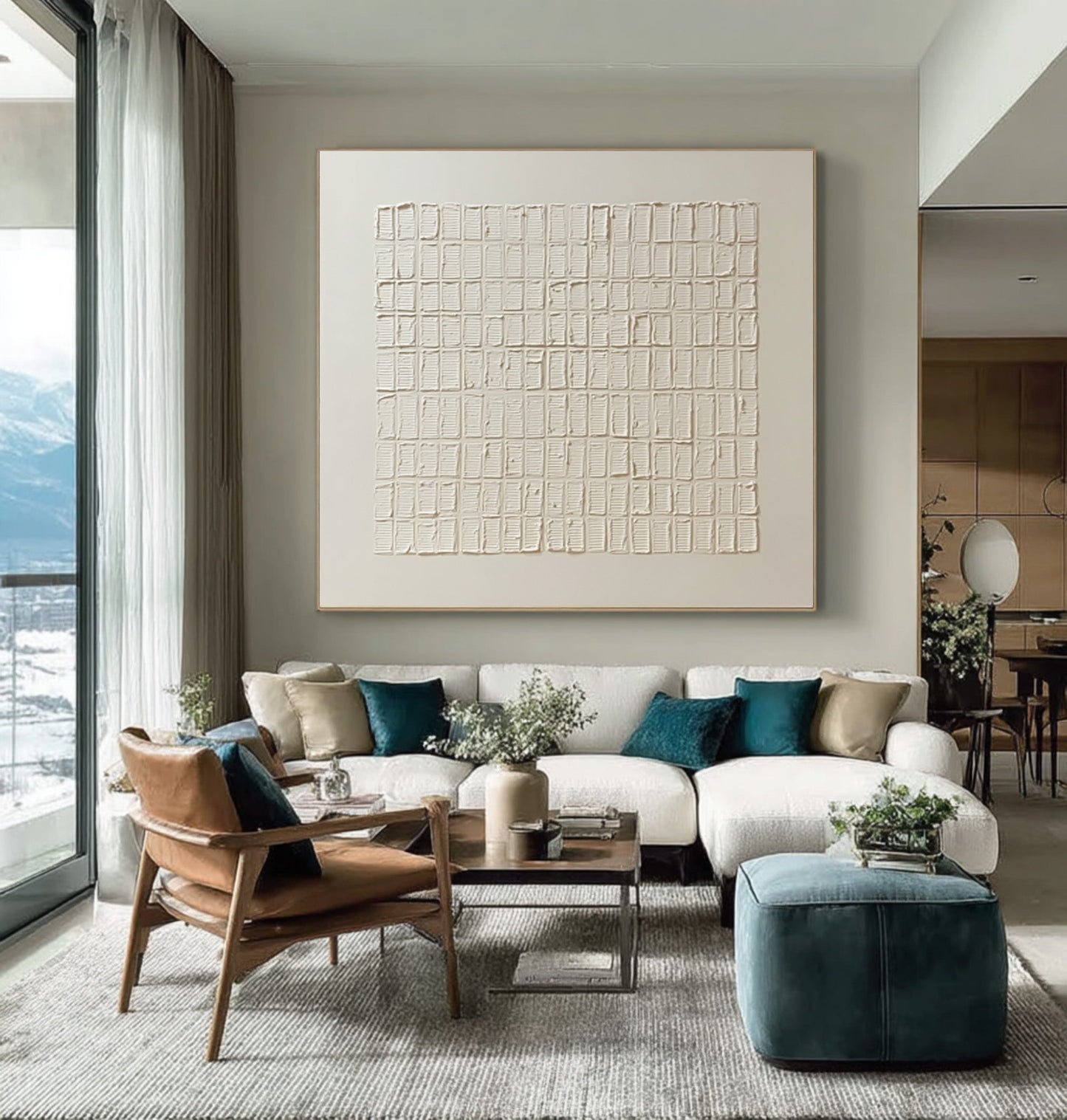 Silent Rhythm Grid Textured Painting