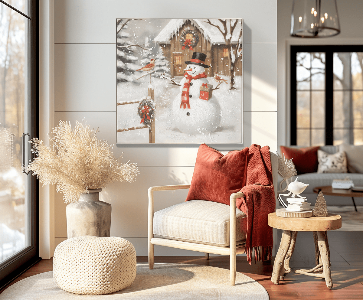 Snowman Cottage Joy – Winter Holiday Painting