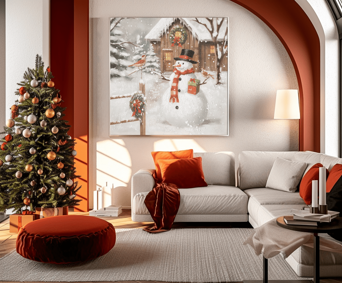 Snowman Cottage Joy – Winter Holiday Painting