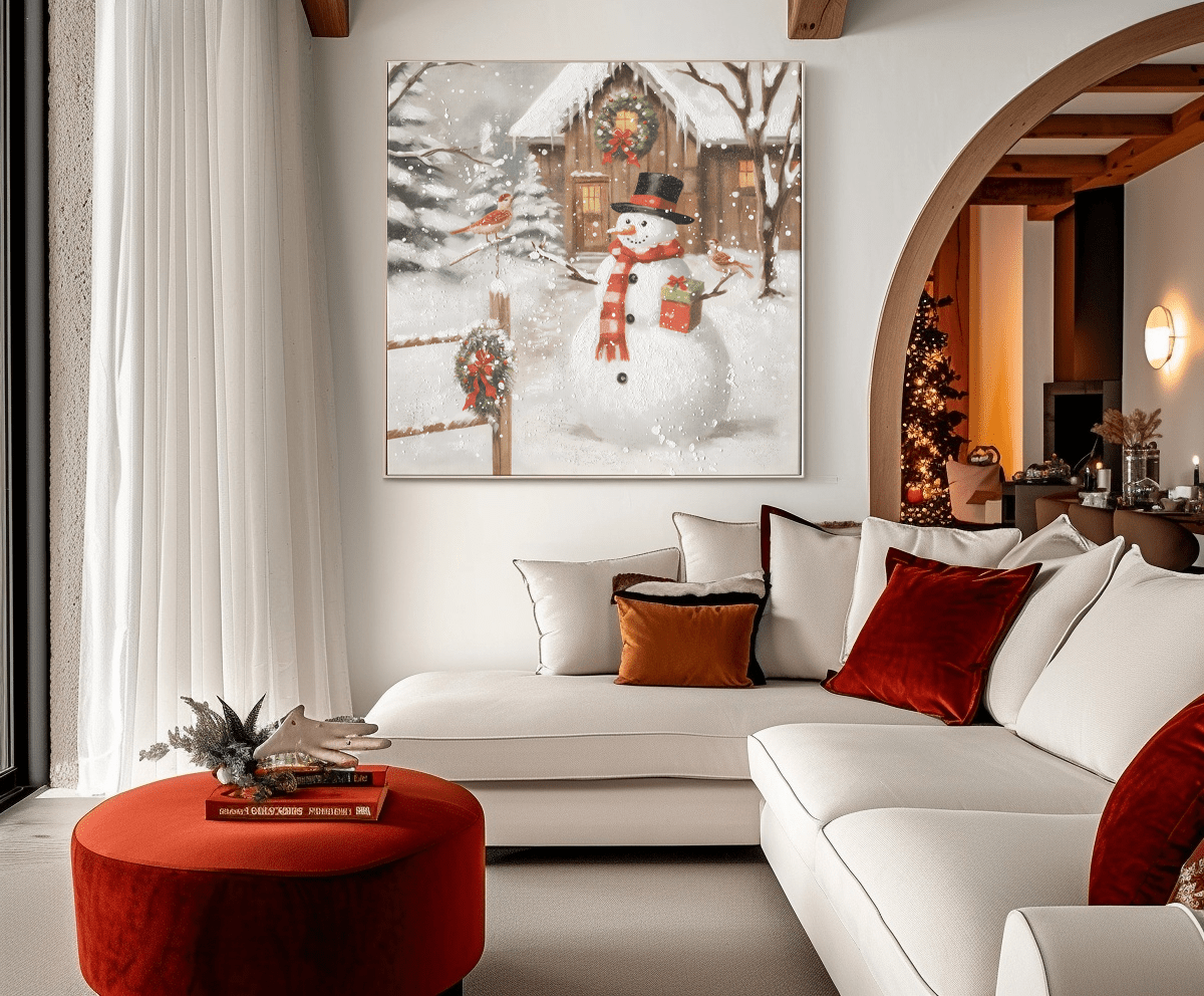 Snowman Cottage Joy – Winter Holiday Painting