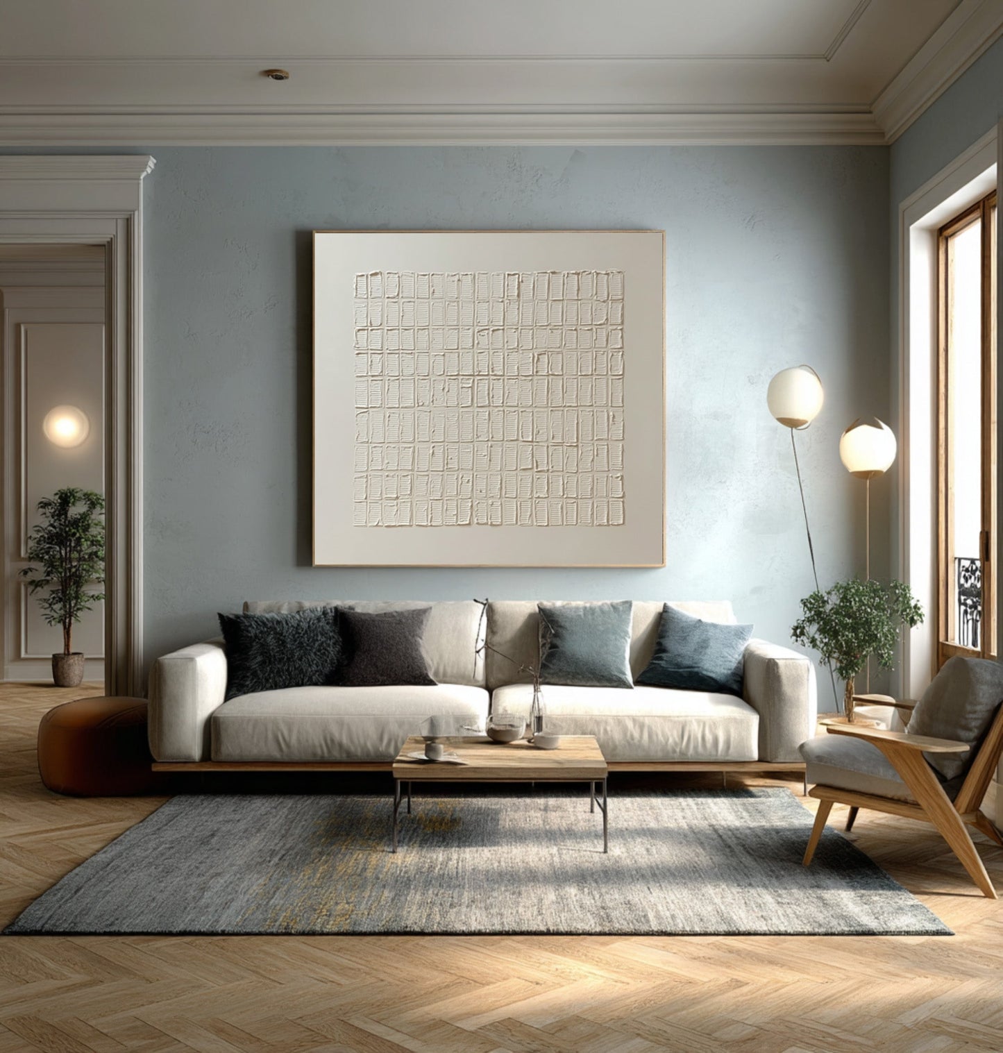 Silent Rhythm Grid Textured Painting