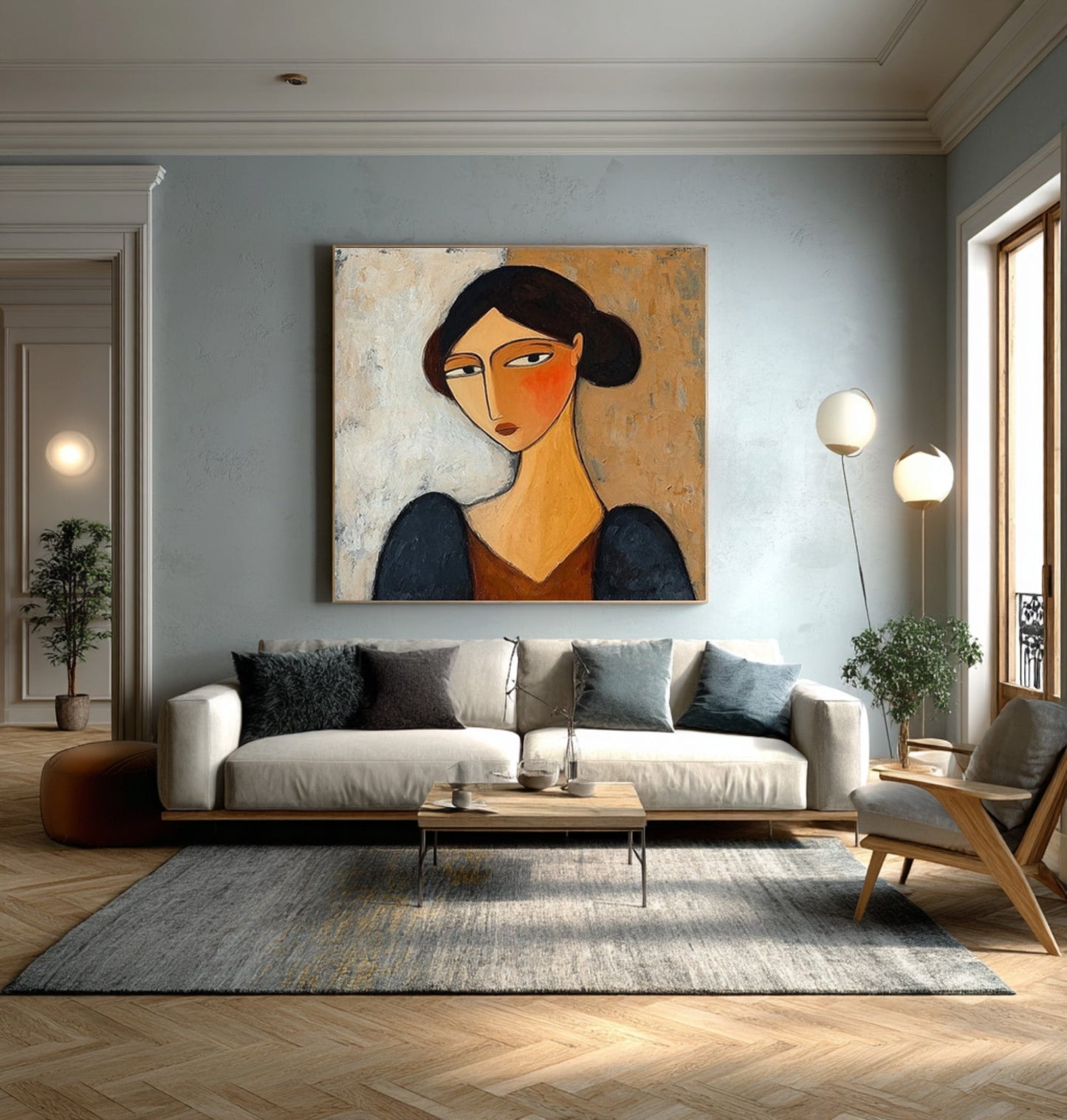 Amber Gaze Modern Female Portrait Painting